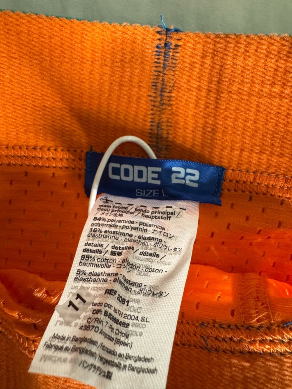 CODE 22 Men's Orange Performance Briefs with Teal & Blue Waistband - Picture 3 of 5
